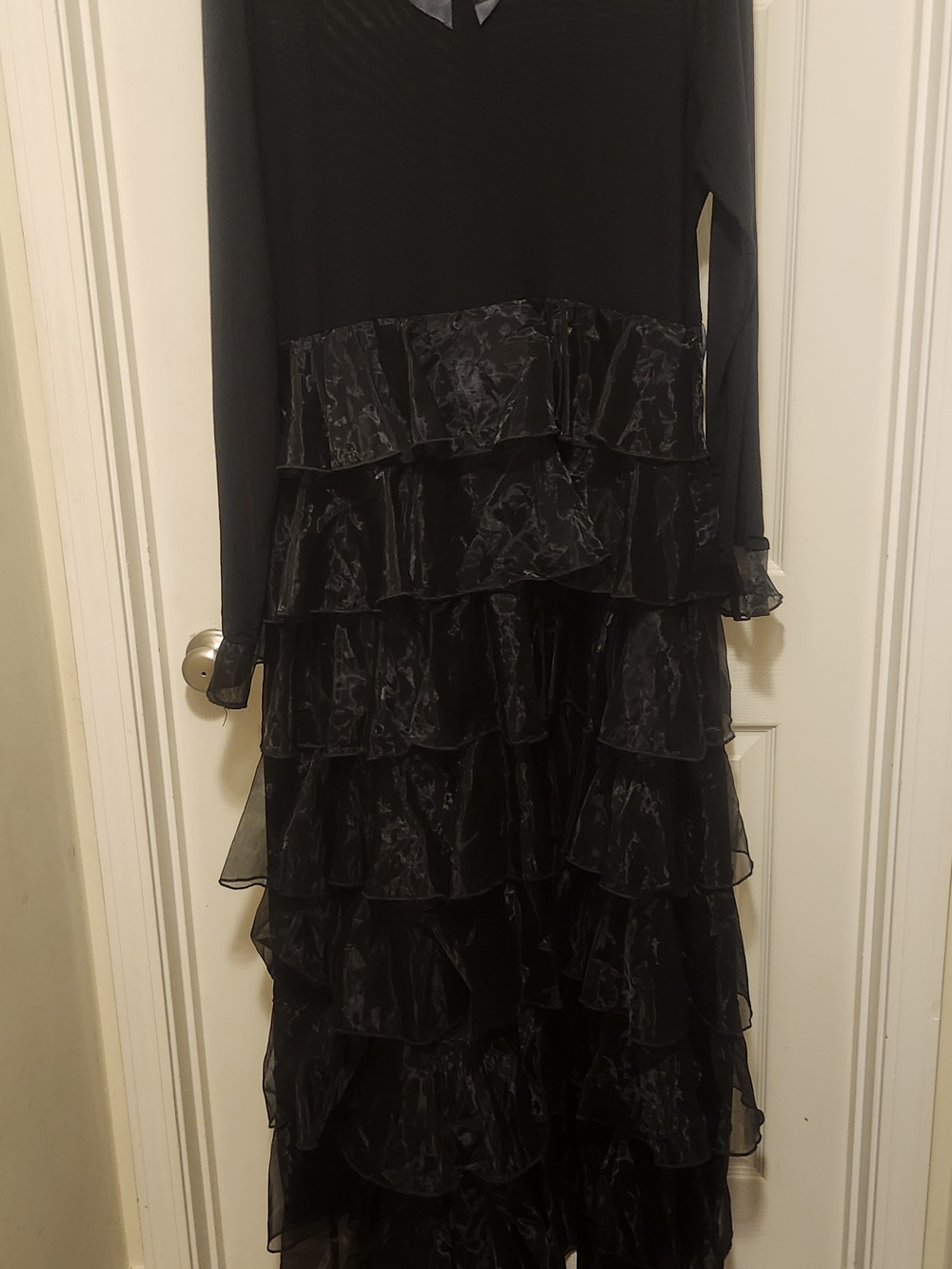 Black Long Sleeve Tiered Ruffle Maxi Dress
